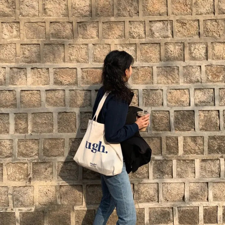 Simple Letter Canvas Shoulder Handbag