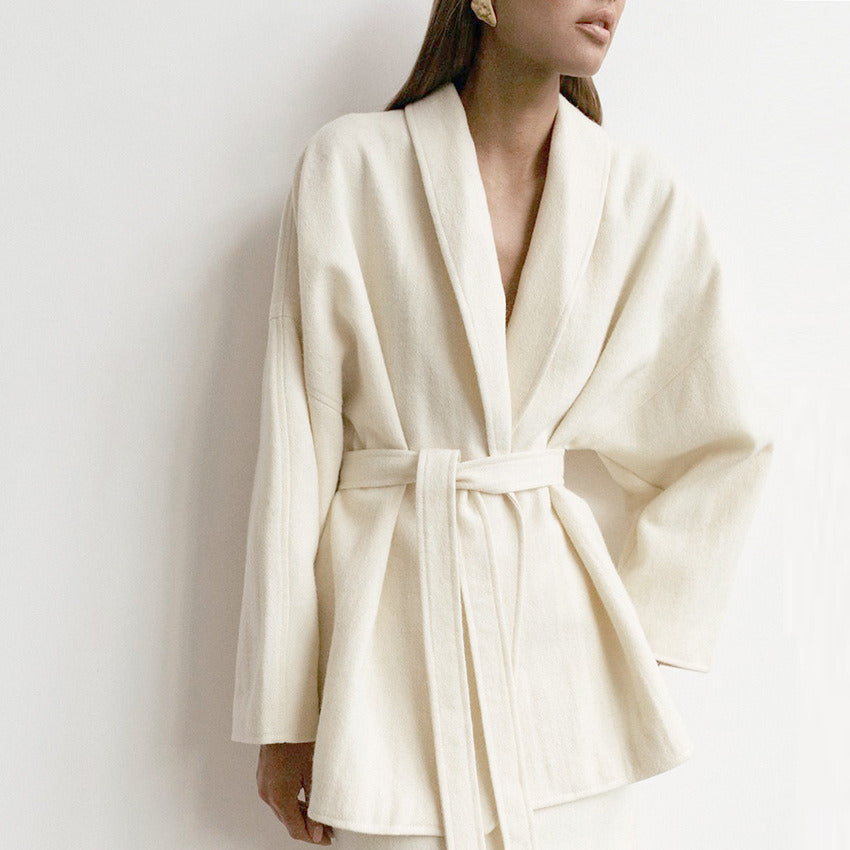 ABRIGO ARTESANAL EN MEZCLA DE LANA