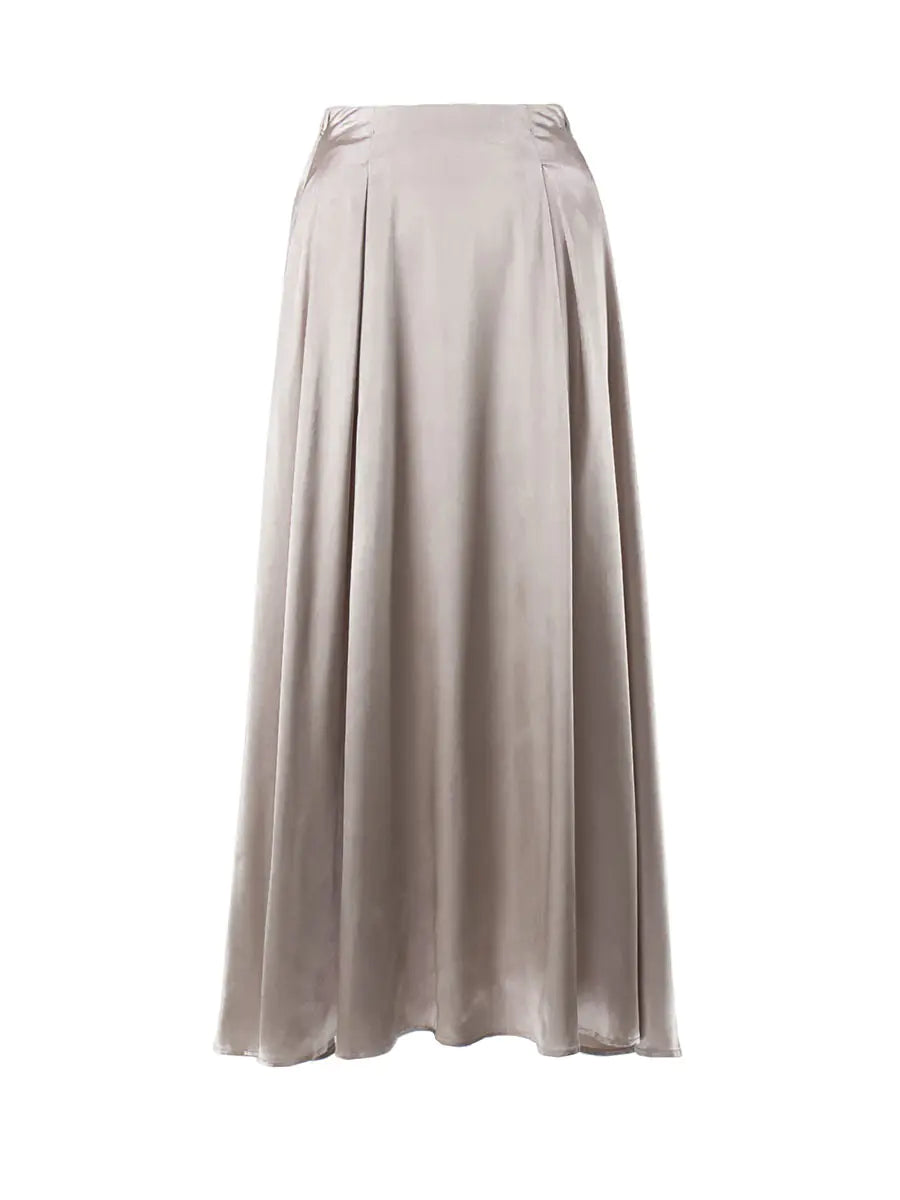 2023 Summer Elegant High Waist Satin Maxi Skirt