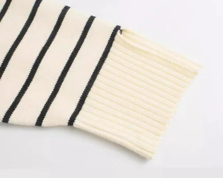 Women's Autumn Long-Sleeved Striped Sweater Coat