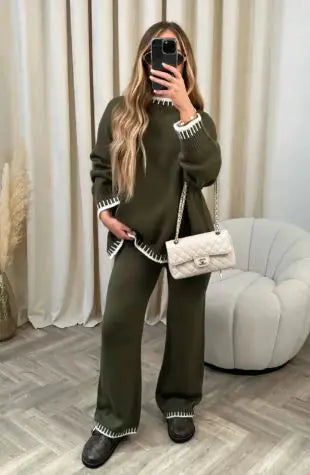 CONJUNTO FEMENINO CASUAL SUELTO DE DOS PIEZAS