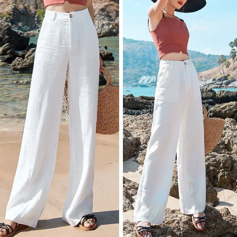 PANTALONES LARGOS DE LINO Y ALGODÓN