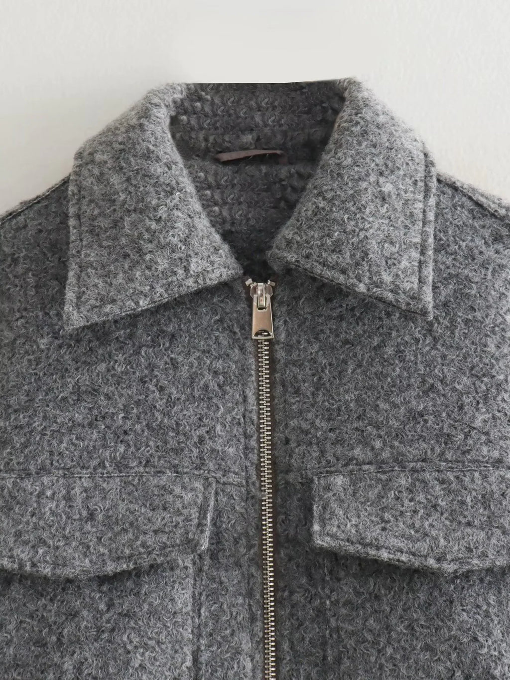 CHAQUETA CORTA DE TWEED CON CREMALLERA