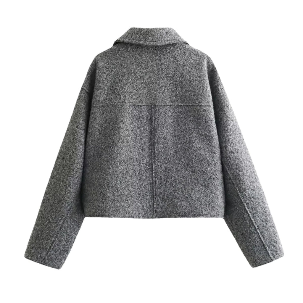 CHAQUETA CORTA DE TWEED CON CREMALLERA