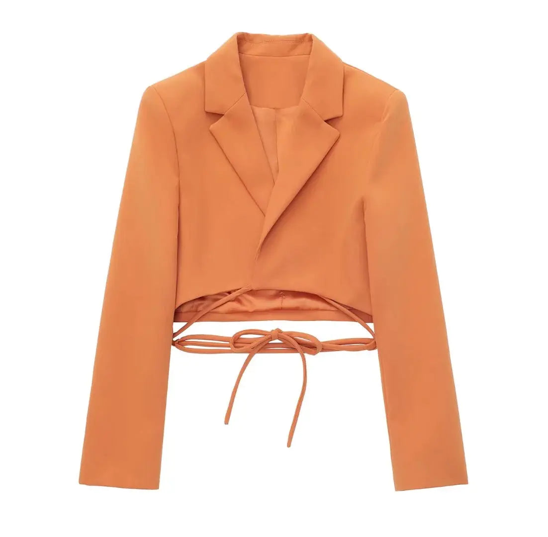 CONJUNTO BLAZER CORTO NARANJA CHIC