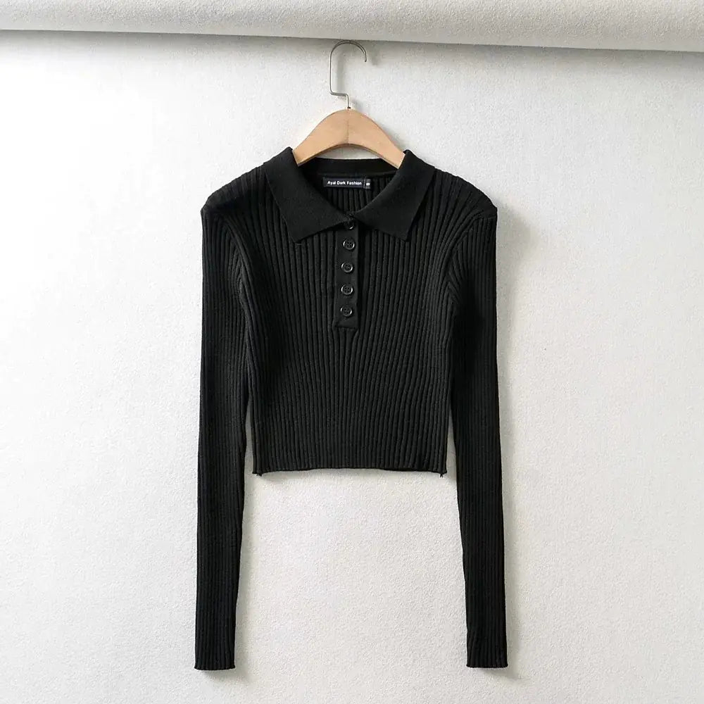 Autumn Women's Sweater, Slim Fit Cropped Knit Top