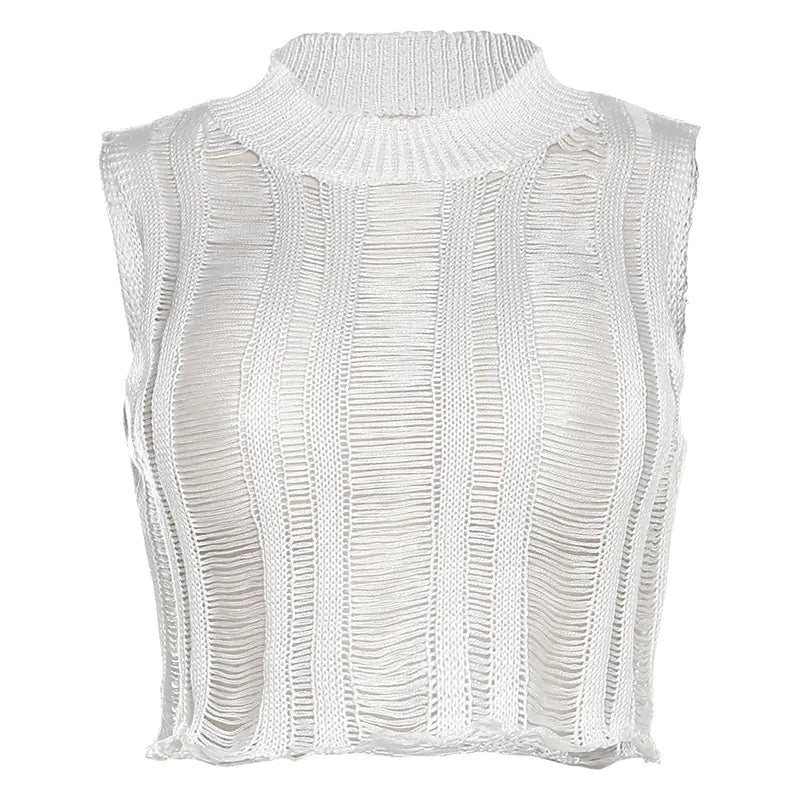 CONJUNTO DE CHALECO TRANSPARENTE Y FALDA DE CINTURA ALTA