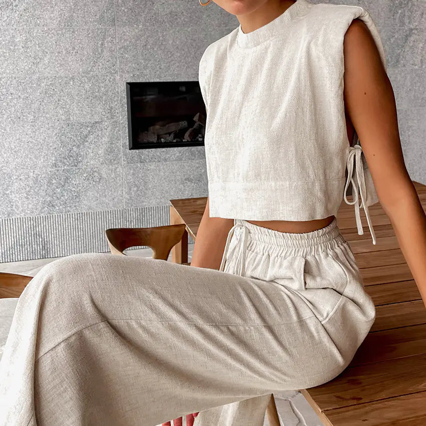 2023 Summer Cotton-Linen Women's Pajama Set
