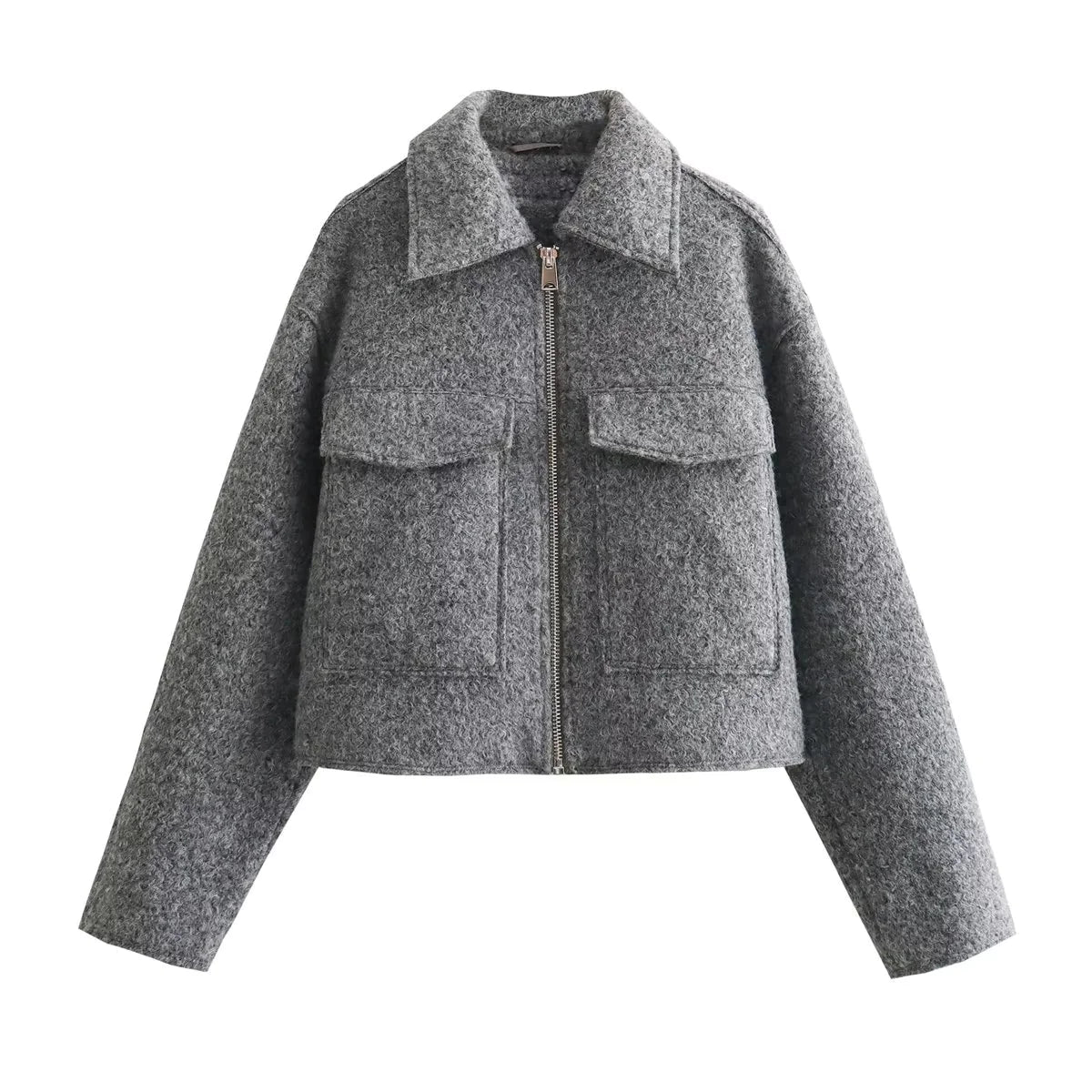 CHAQUETA CORTA DE TWEED CON CREMALLERA