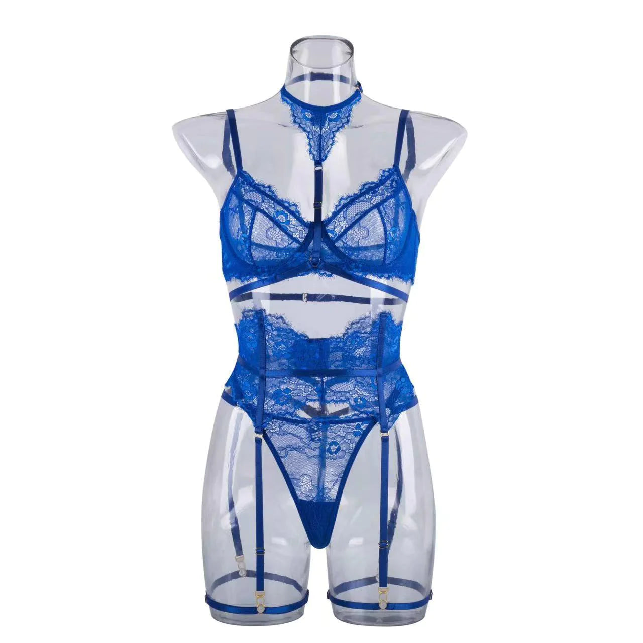 CONJUNTO DE LENCERÍA CON LIGA Y CUELLO HALTER