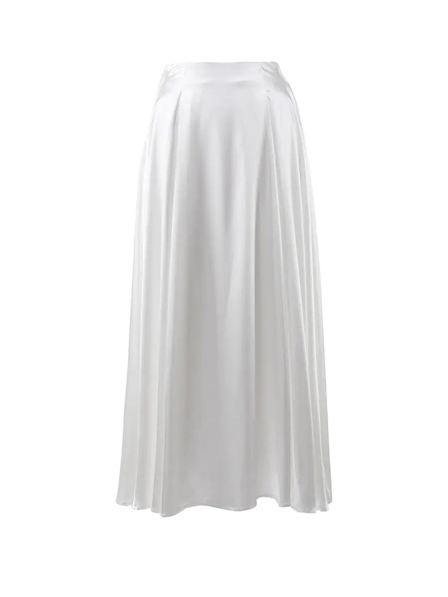 2023 Summer Elegant High Waist Satin Maxi Skirt