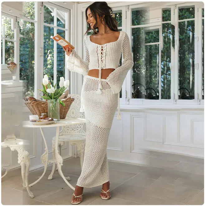 CONJUNTO DE BIKINI DE PLAYA CALADO