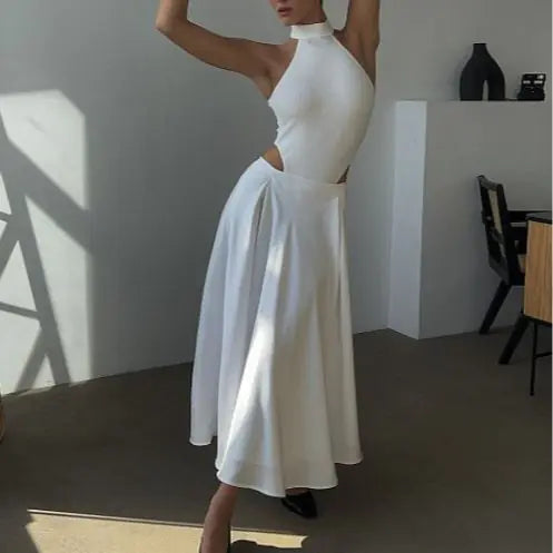2023 Summer Elegant High Waist Satin Maxi Skirt